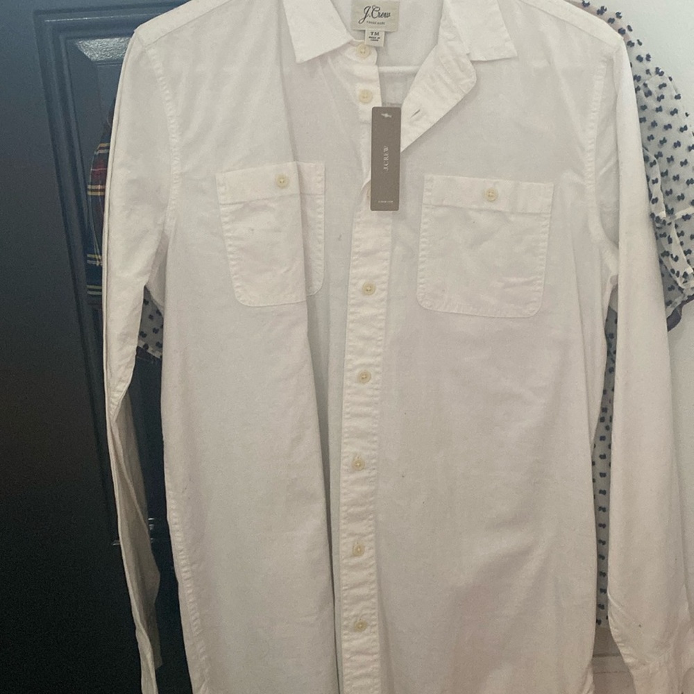Jcrew boyfriend white button down women’s tall medium nwt